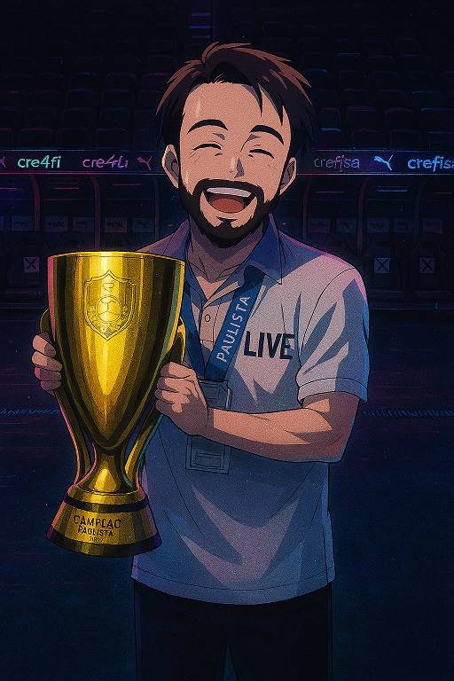 Verso Anime - Andr Castro com a taa de Campeo Paulista de futebol sub-17 do Corinthians