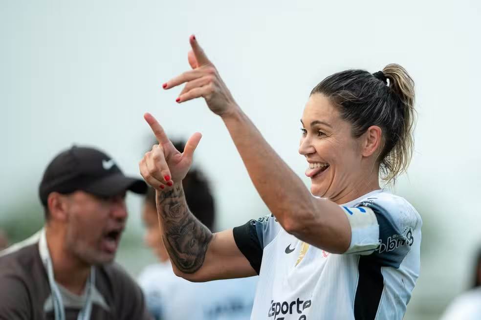 Gabi Zanotti comemora o gol anotado contra o Boca Juniors na Libertadores  Foto: Staff Images Woman/CONMEBOL